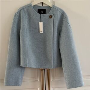 Banana Republic Wool cropped boxy jacket in Sea Glass Heather Blue. NWT fits XS*
